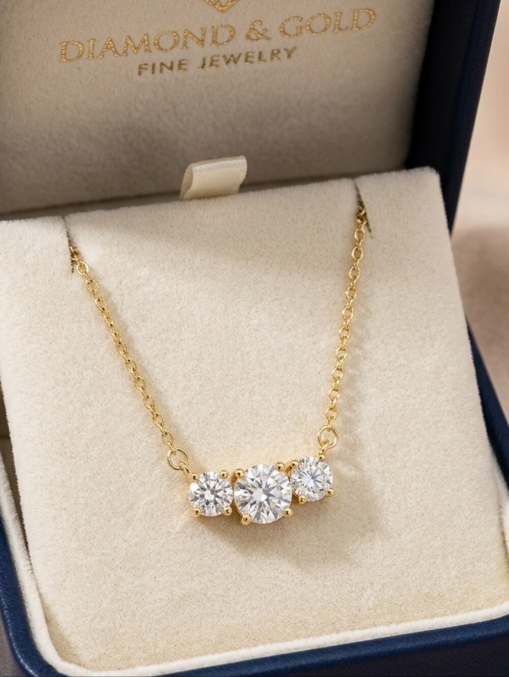 Moissanite 2 CTW 3 Stone Necklace